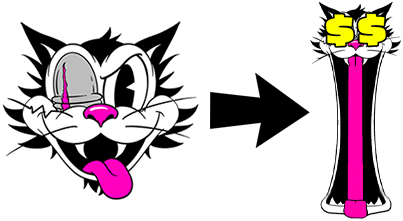 Stylized cartoon cat with bonus feature