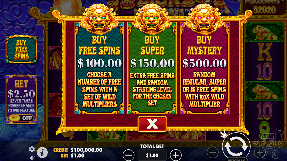 5 lions megaways 2 bonus buy options