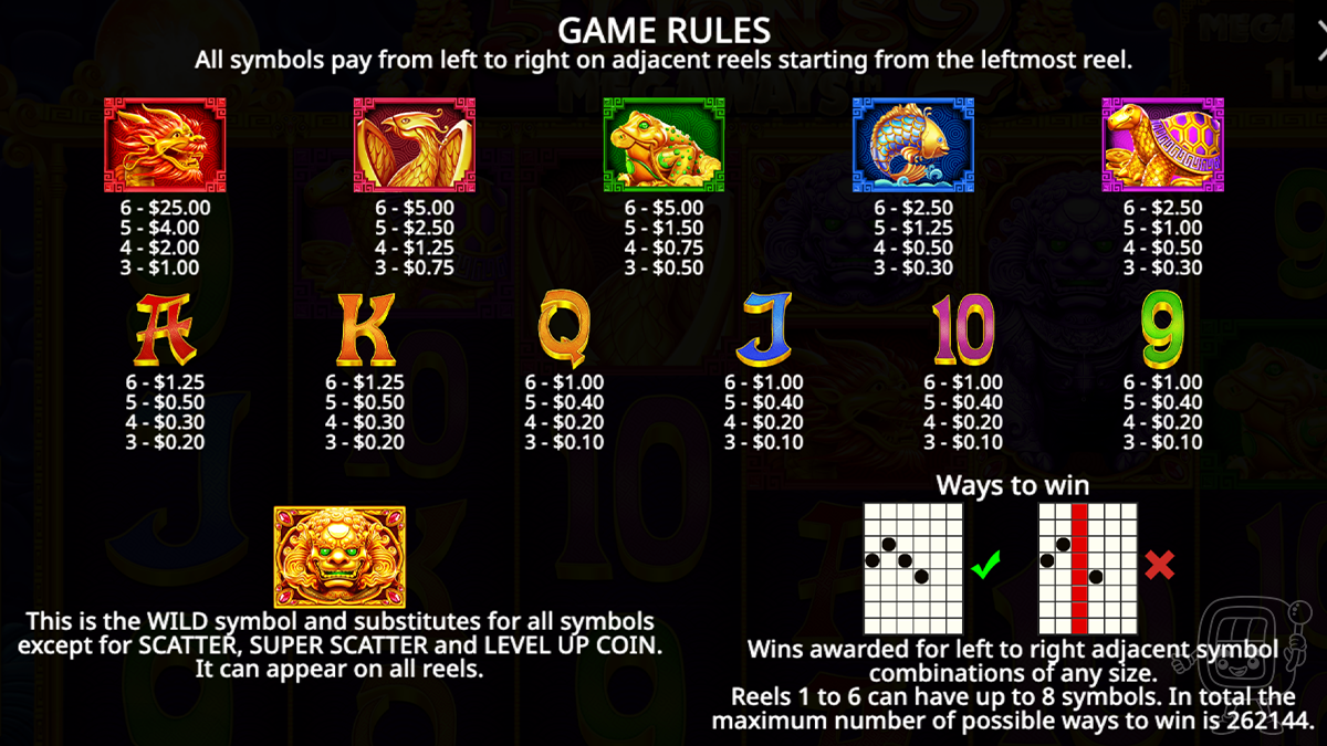 5 lions megaways 2 slot symbols payouts