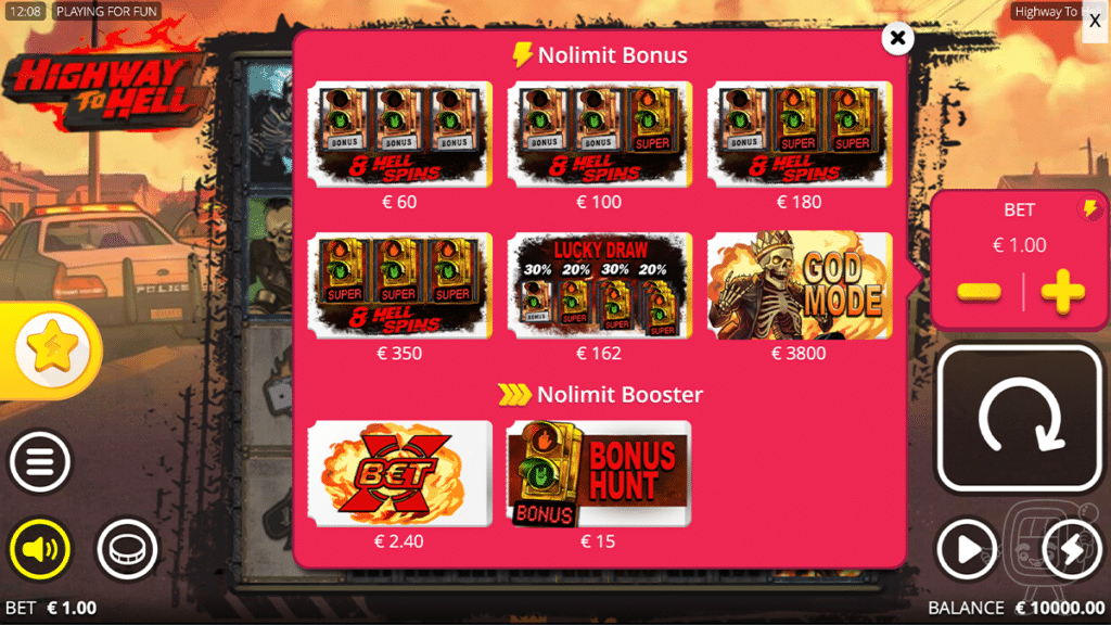 highway to hell slot bonus buy options nolimit city