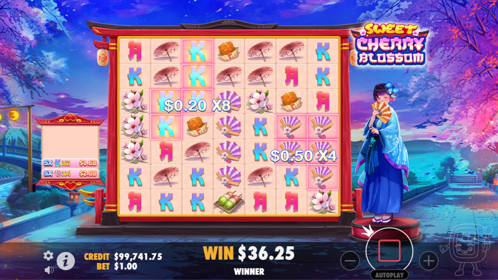 sweet cherry blossom slot gameplay mulitpliers