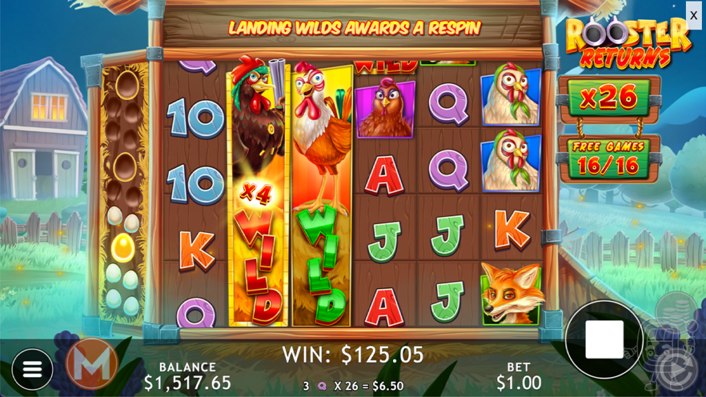 rooster returns slot massive studios free spins bonus