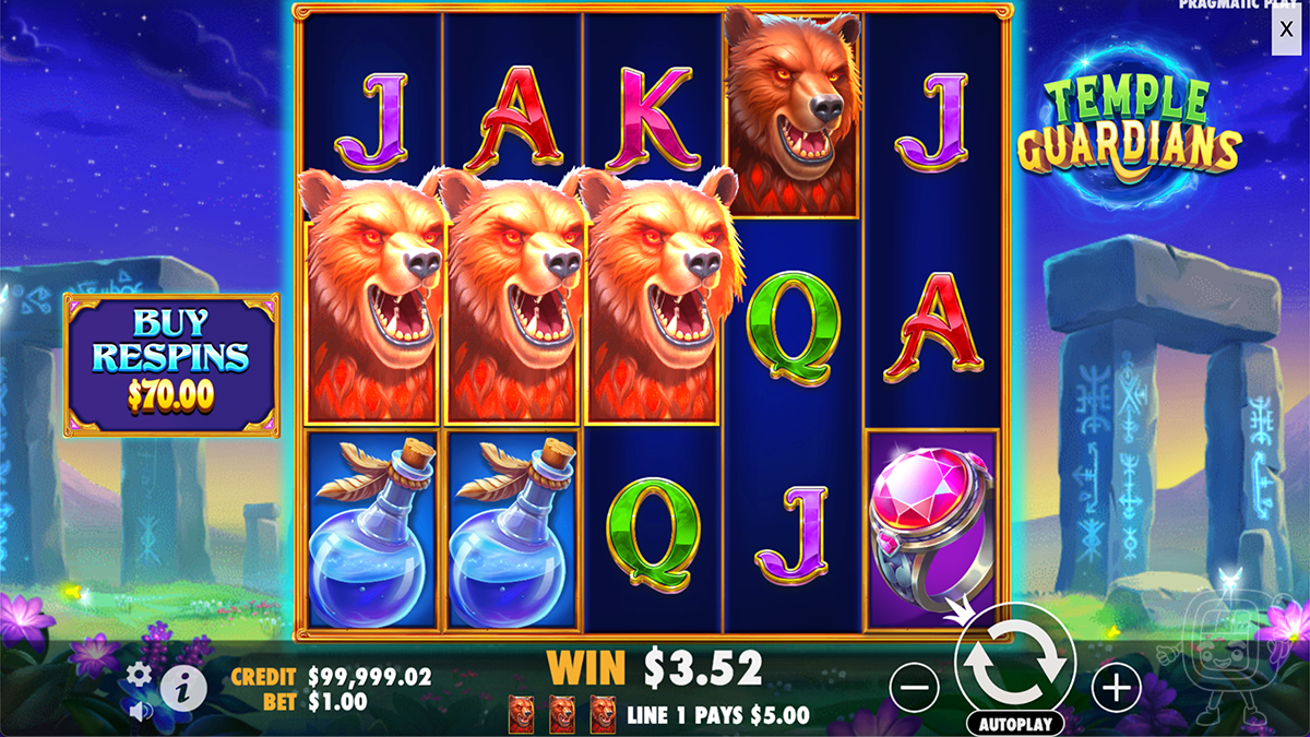 temple guardians slot gameplay