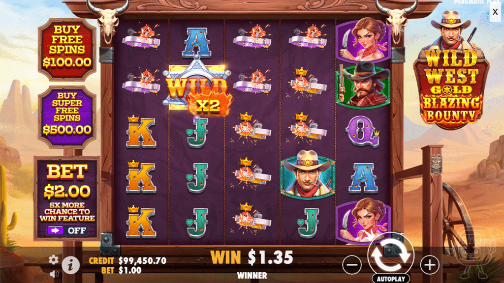 wild west gold blazing bounty slot gameplay