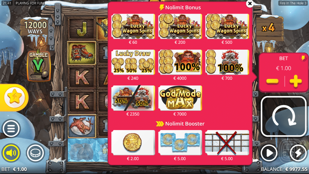 fire in the hole 3 slot betting options